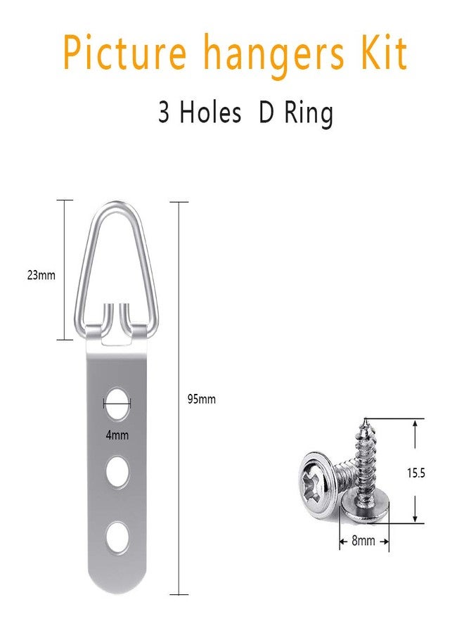 Furhua Heavy Duty Large Strap Hanger 3 Hole D-Ring Hanger with Screws for Hanging Clock Paintings Artwork Picture Frame Hook Photos-30 Pack - Image 2